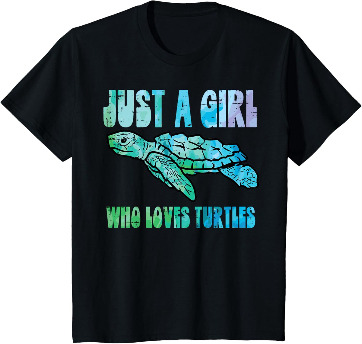Just A Girl Who Loves Turtles Cute Tortoise Women Girls Kids T-Shirt - Black