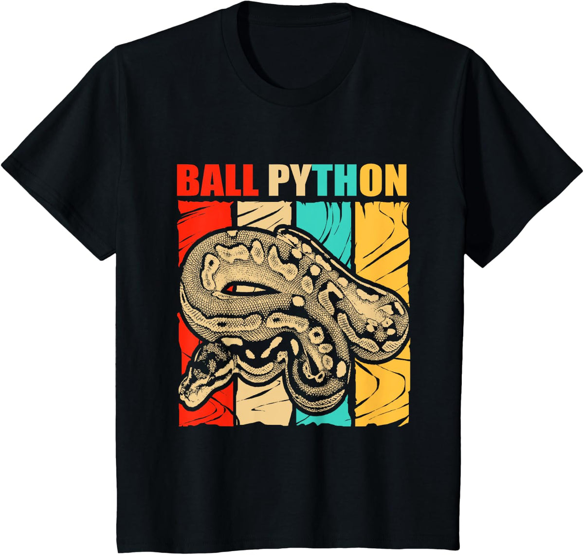 Retro Ball Python T-Shirt - Black