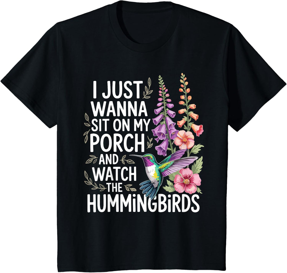 Cute Hummingbird Art for Men Women Kids Humming Bird Lover T-Shirt - Black