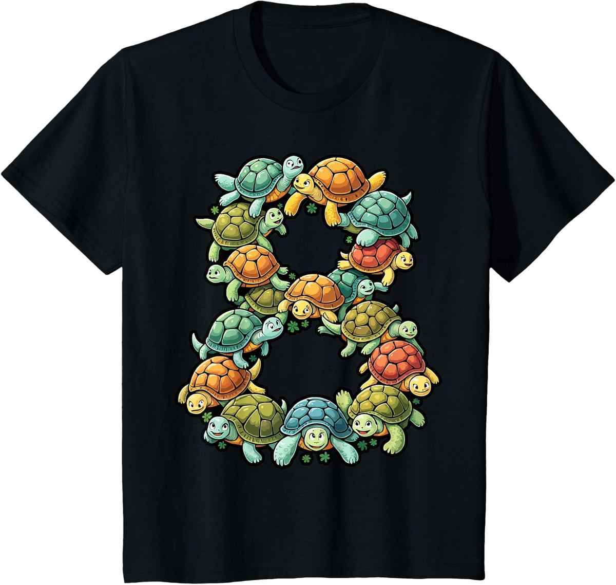 8th Birthday Sea Turtle Tortoise Theme Party 8 Year Old Tee T-Shirt - Black