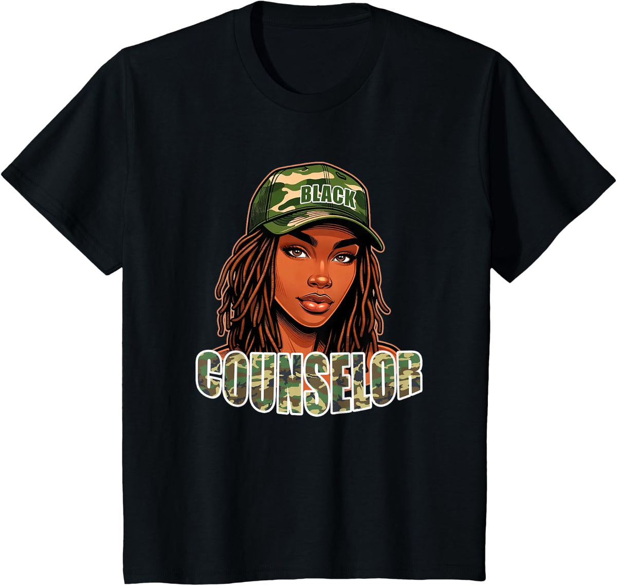 Camo Counselor | School Guidance or Camp T-Shirt - Black