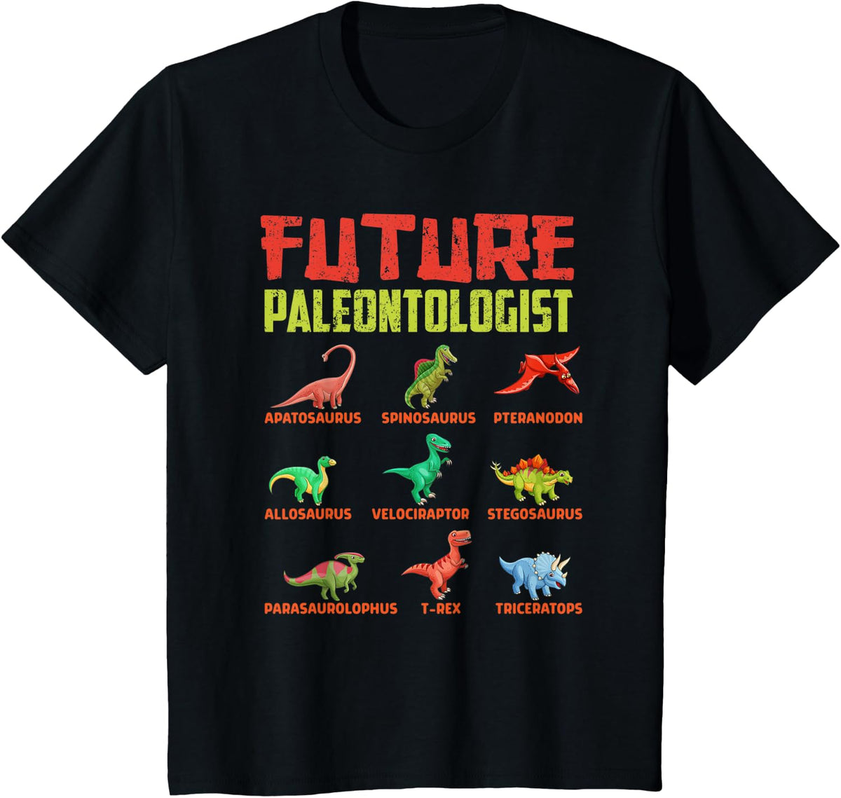 Future Paleontologist selection of dinosaur species T-Shirt - Black