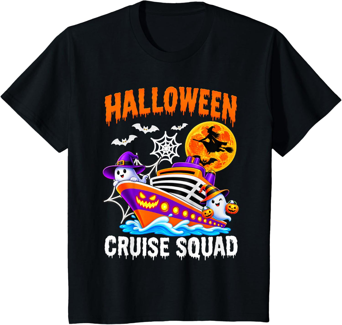 Halloween Cruise Ship Spooky Season Family Cruise Squad T-Shirt - Black
