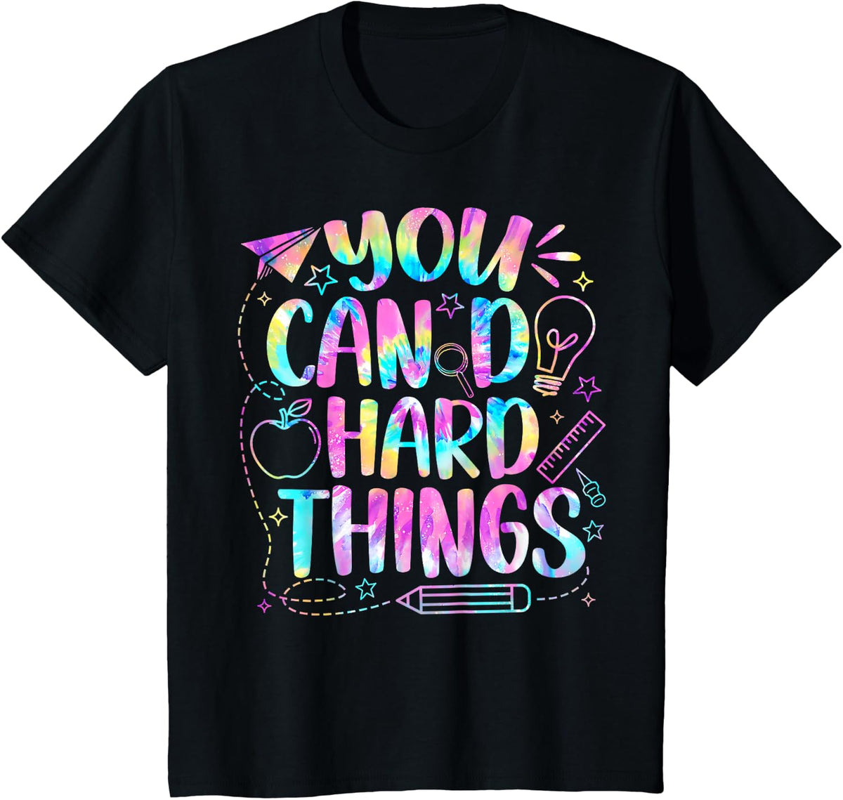Test Day You Can Do Hard Things Teacher Testing Day Tie Dye T-Shirt - Black