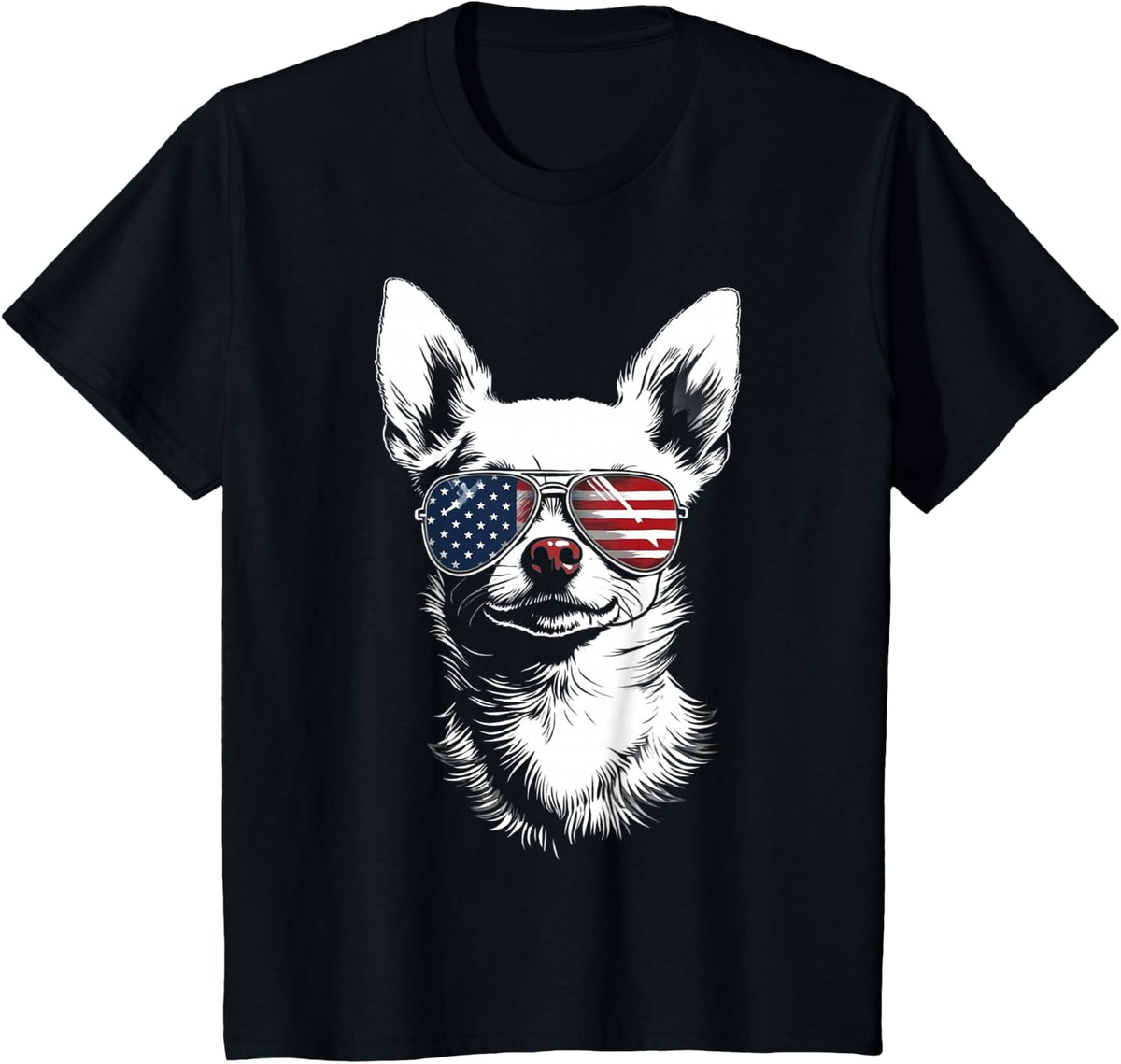American Flag Merica chihuahua dog 4th Of July kids women T-Shirt - Black