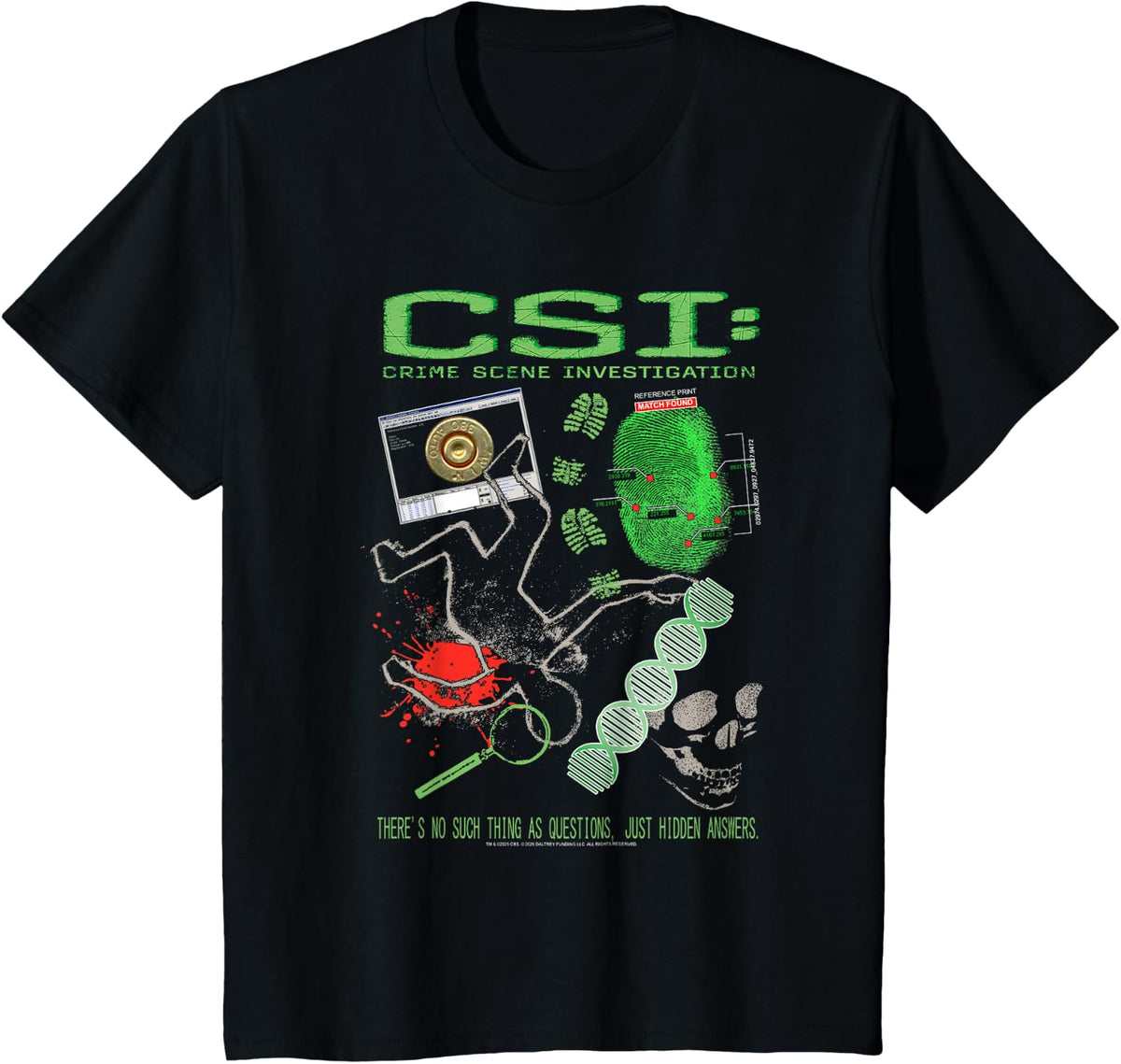CSI: Crime Scene Investigation Forensics Scene Collage TV T-Shirt - Black