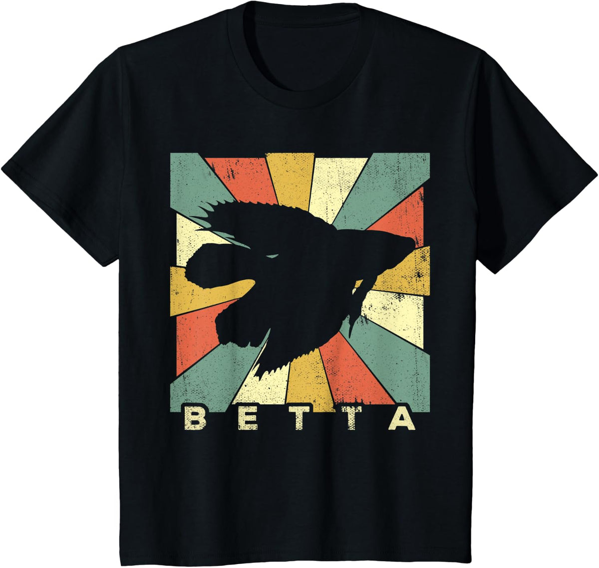 Vintage Betta Fish Lover Retro Style Animal T-Shirt - Black