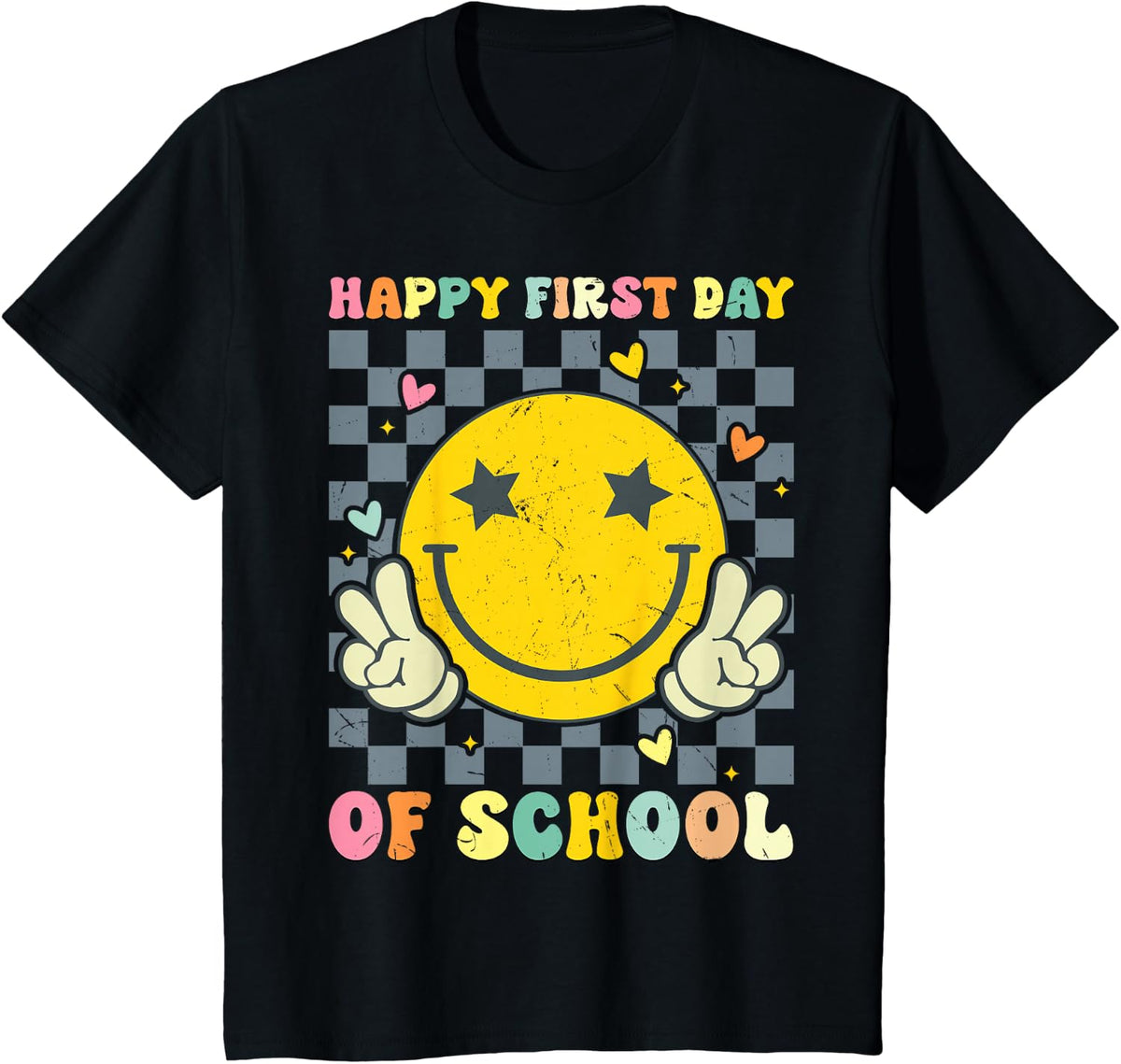 Happy First Day of School Teacher Back To School Girls Women T-Shirt - Black