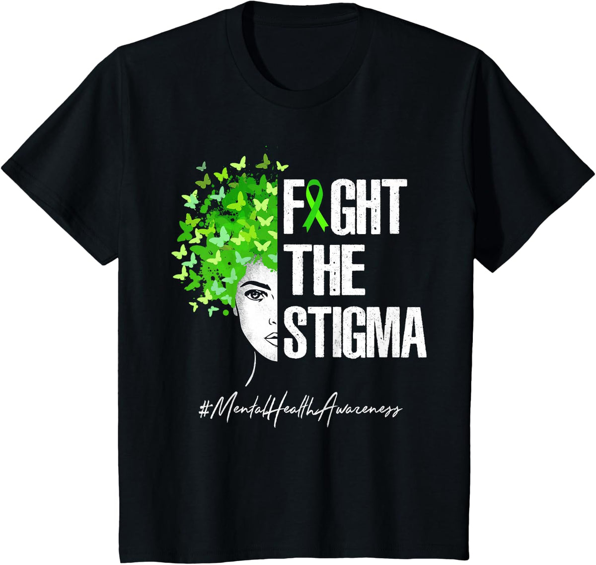 Fight The Stigma T-Shirt Mental Health Awareness Gift Shirt T-Shirt - Black