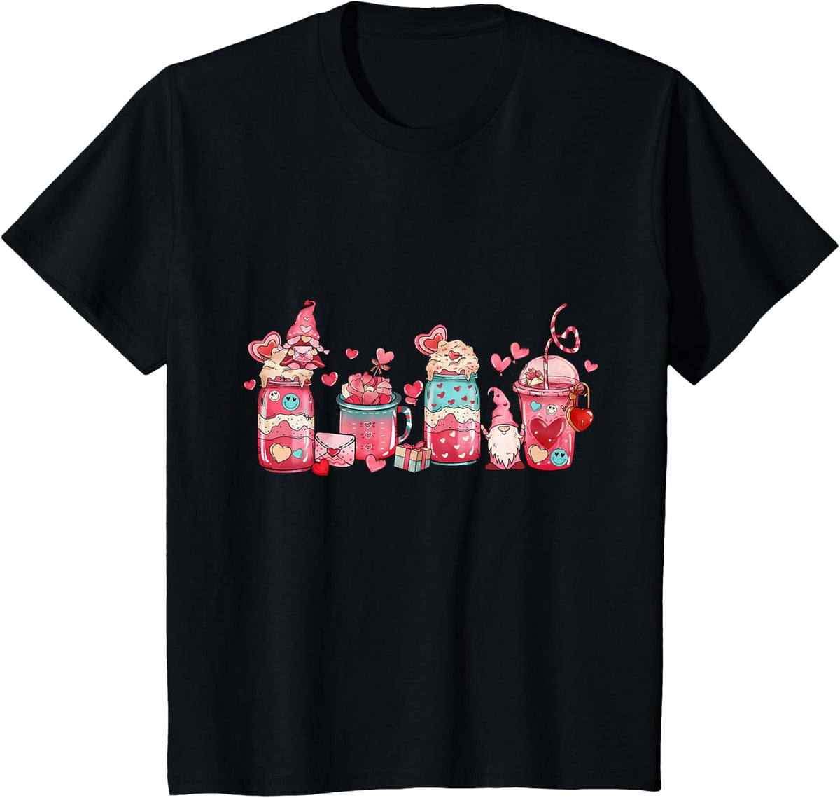 Coffee Is My Valentines Day T-Shirt Women Girl Coffee Lover Latte Tee - Black