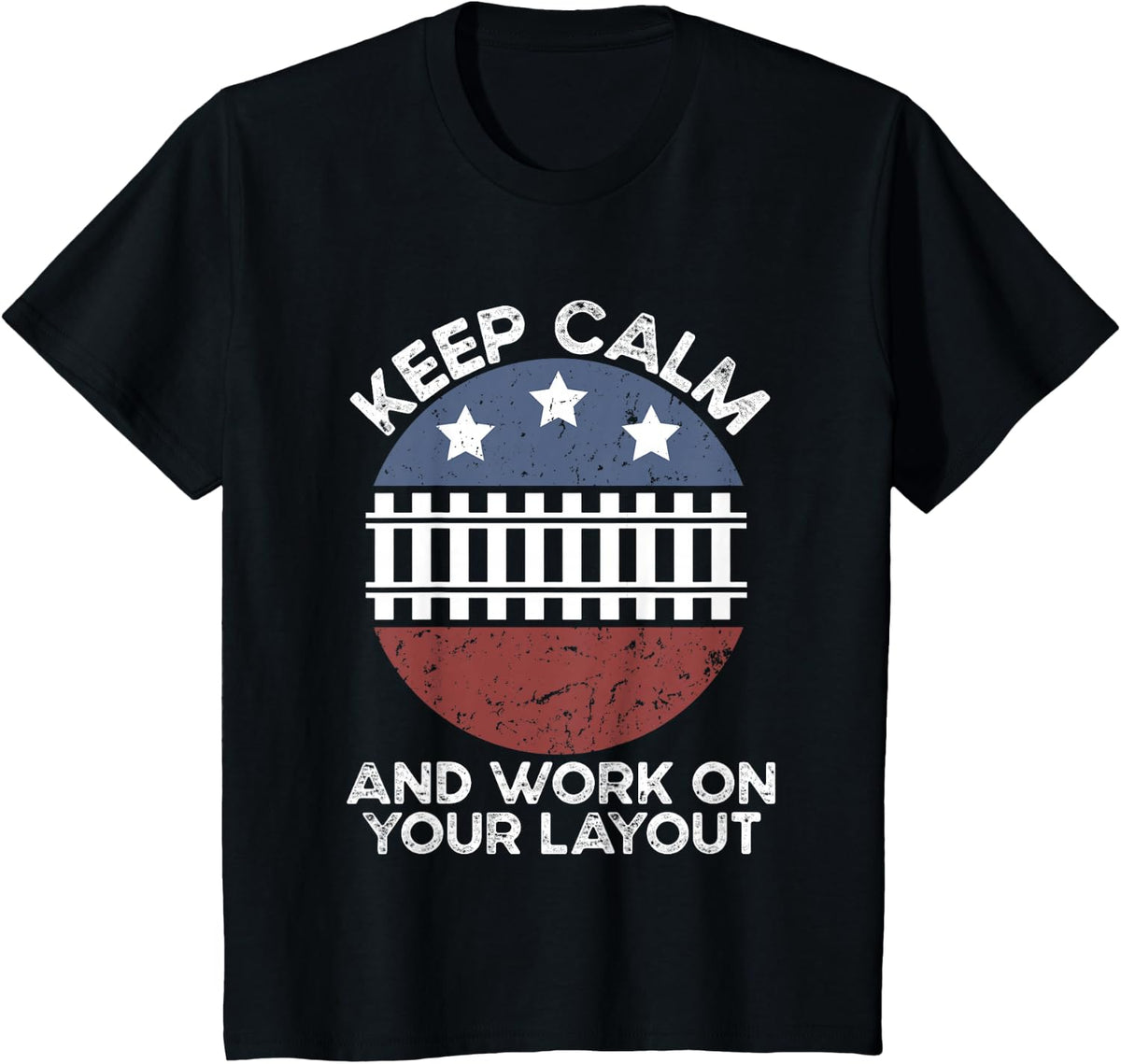 American Flag Railroad Train Lover Model Railroad Enthusiast T-Shirt - Black