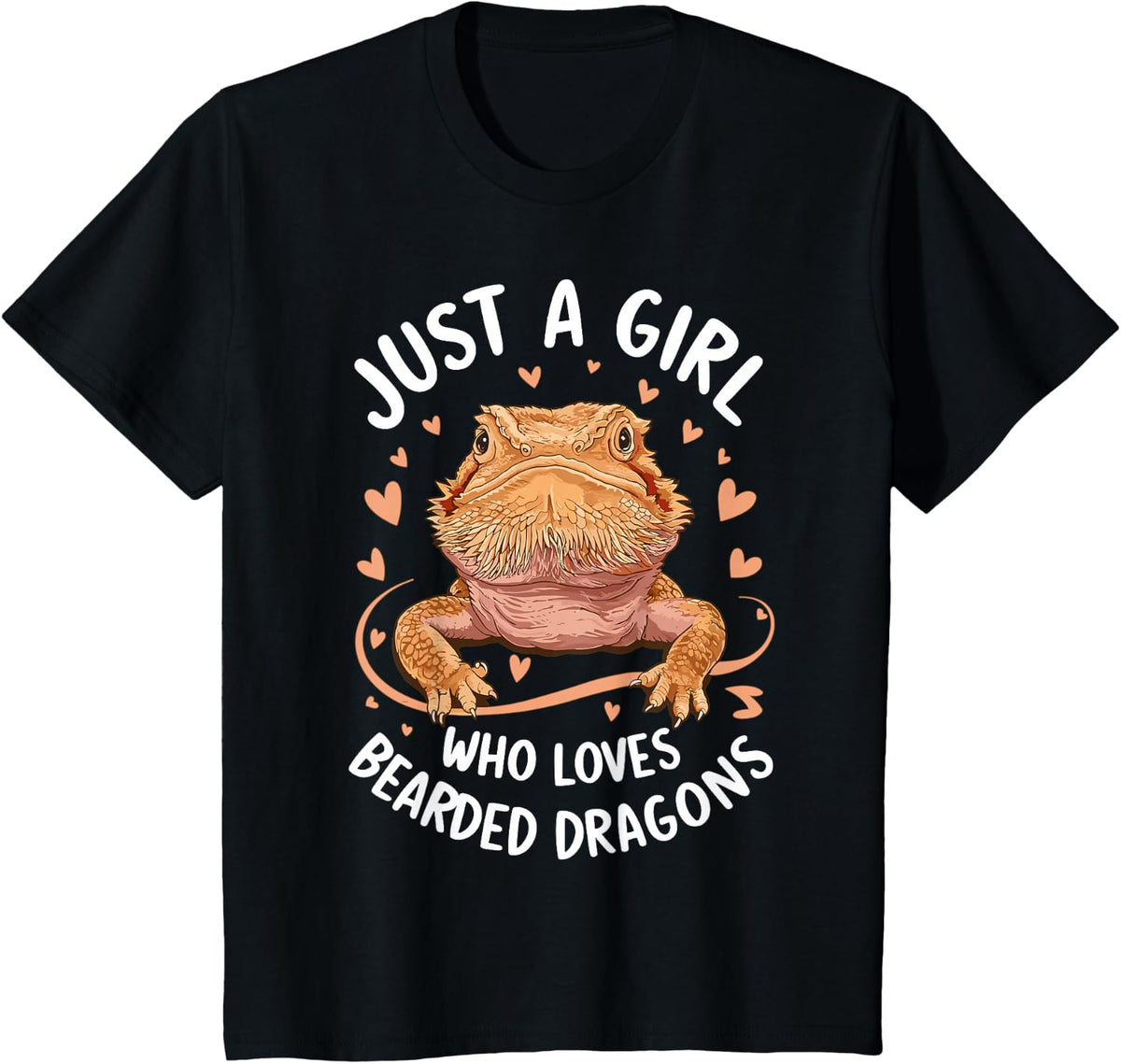 Just A Girl Who Loves Bearded Dragon Tee Shirt for Girls Women Kids T-Shirt - Black