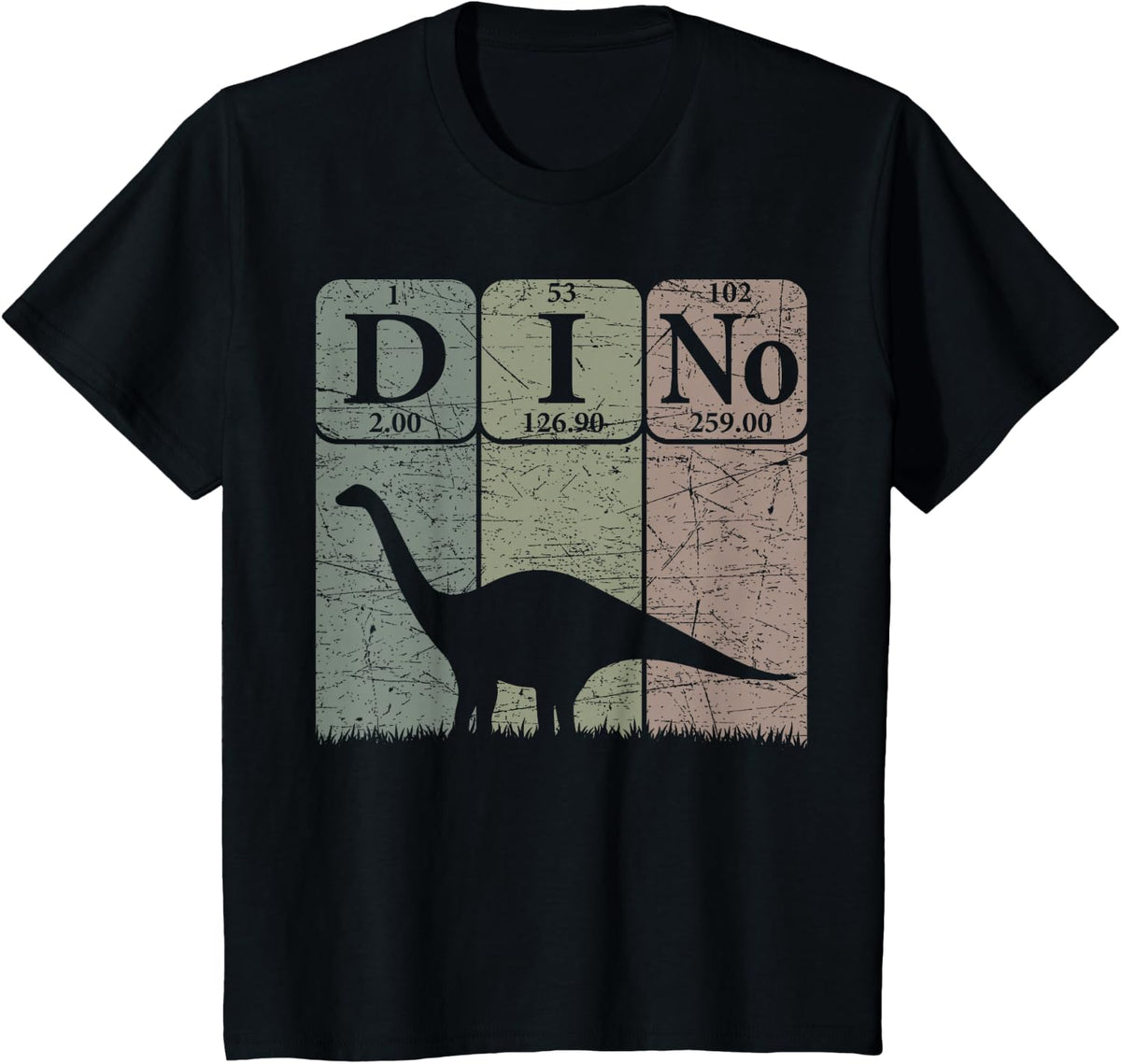 Dinosaur Periodic Table Elements Apatosaurus Paleontologist T-Shirt - Black