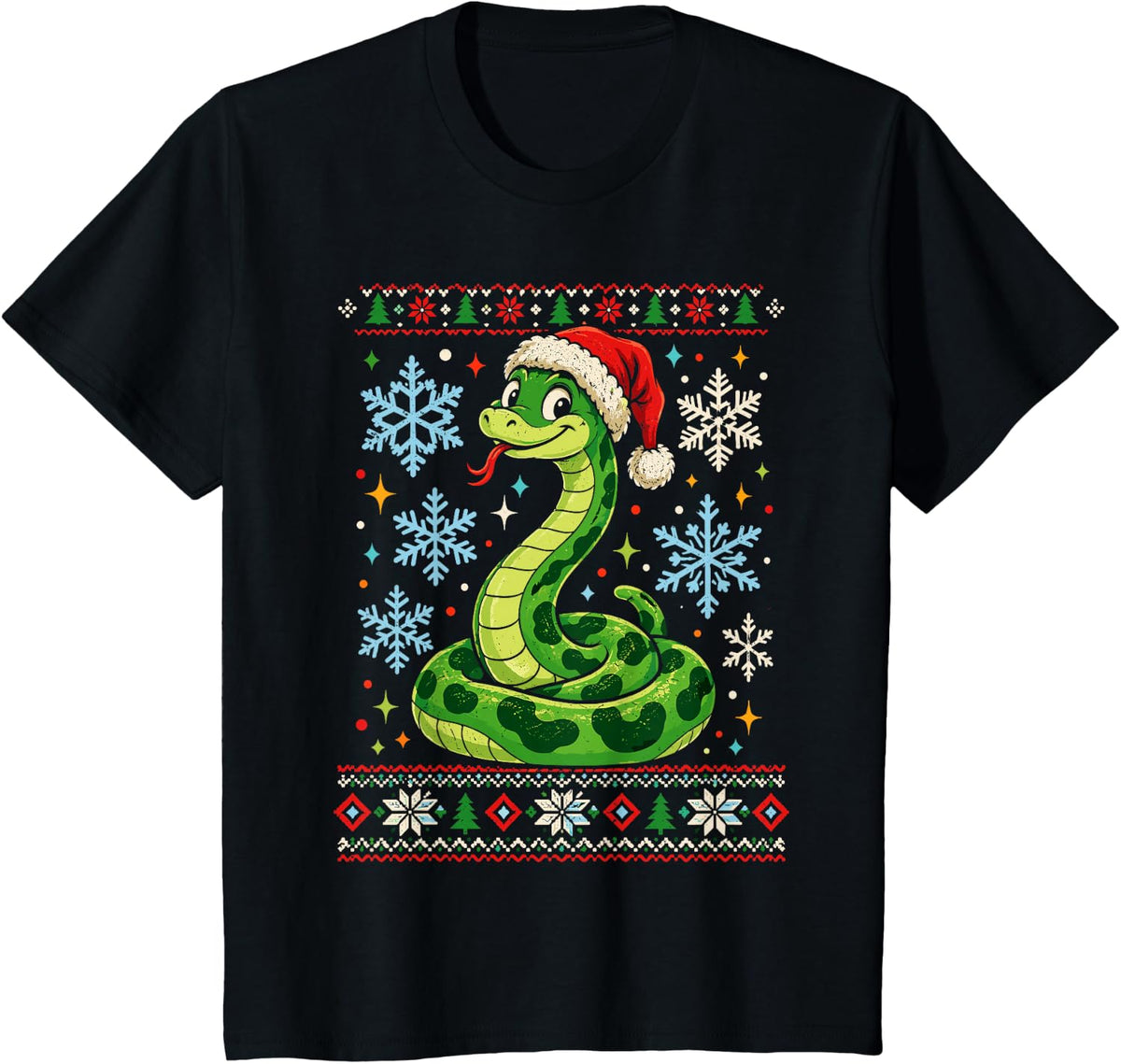 Fun Christmas Ball Python Shirt, Funny Xmas Snake T-Shirt - Black