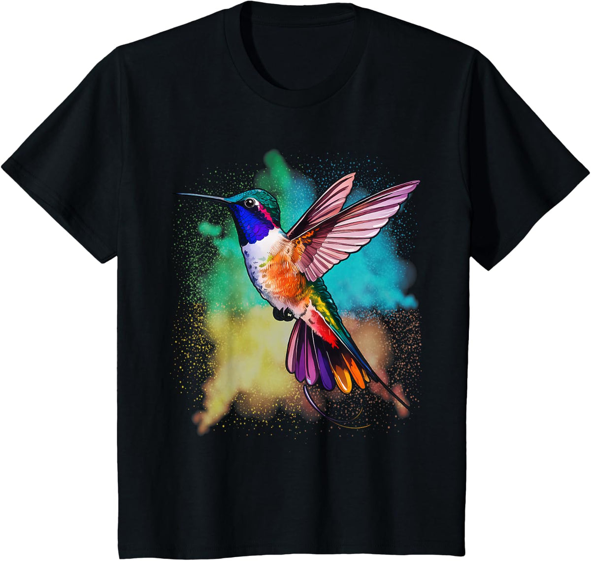 Colorful Rainbow Hummingbird Spring Garden Bird Summer T-Shirt - Black