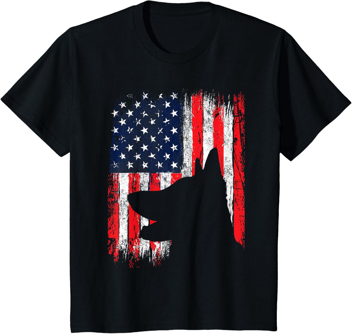 USA American Flag German Shepherd - Patriotic Dog Lover T-Shirt - Black