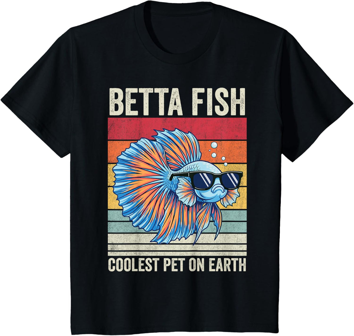 Betta Fish Coolest Pet on Earth Vintage Animal Tee T-Shirt for Men Women Kids - Black