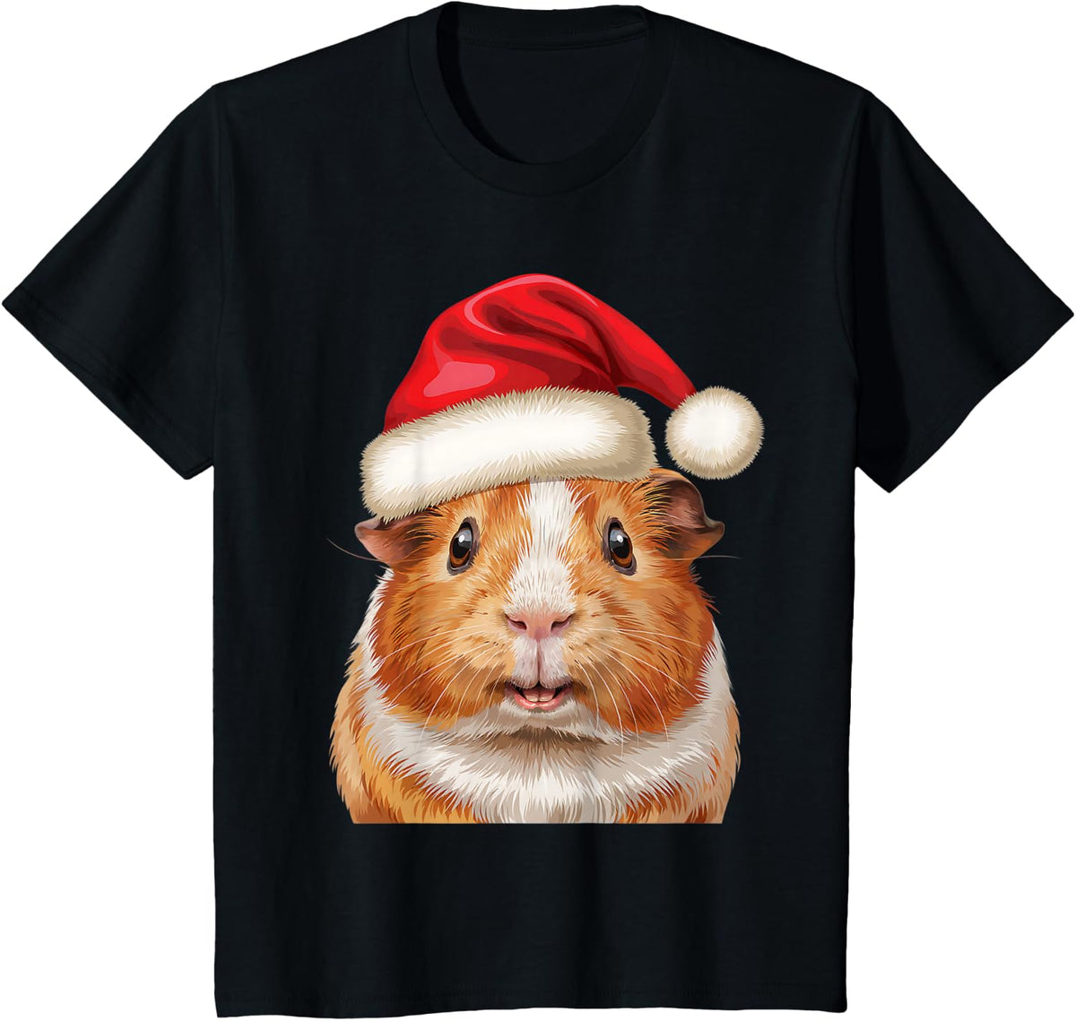 Guinea Pig Santa Hat Christmas Animal Lover Men Women Kid T-Shirt - Black