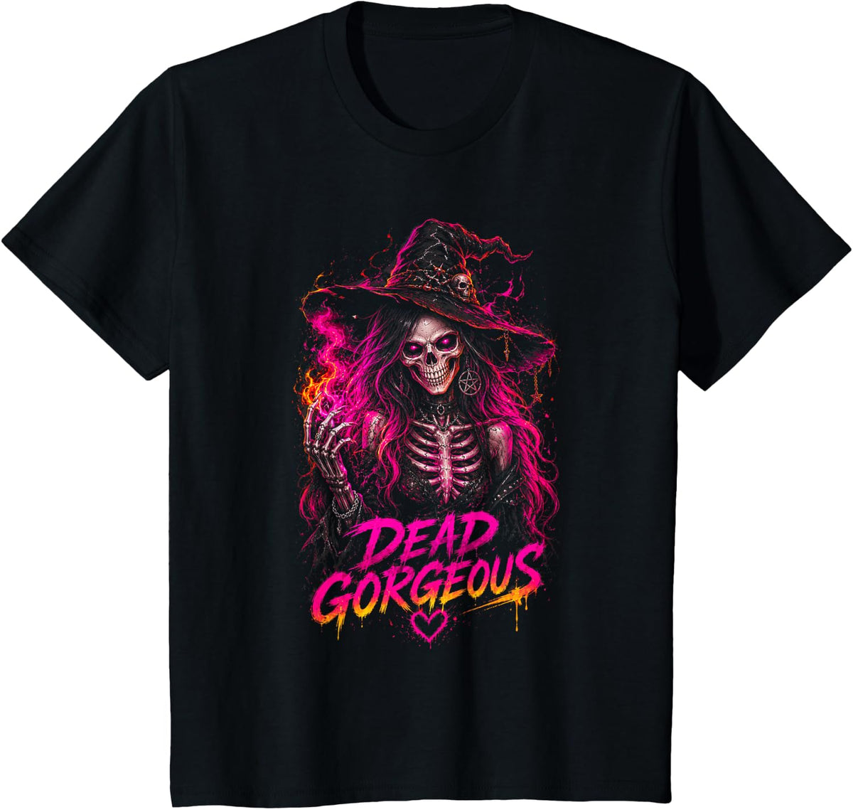 Halloween Skeleton Dead Gorgeous Witch T-Shirt - Black