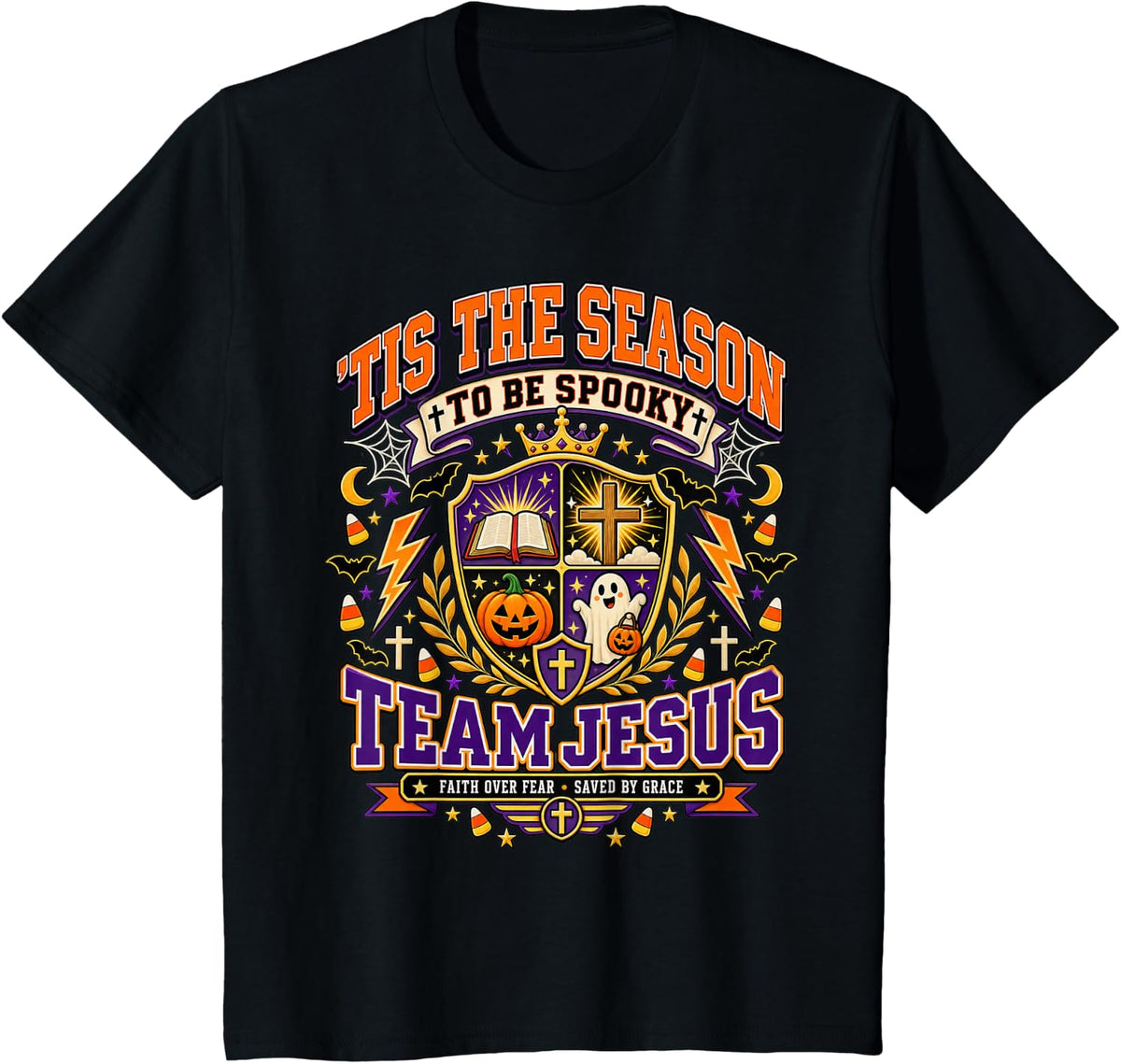 Tis The Season to Be Spooky Team Jesus Halloween Faith T-Shirt - Black
