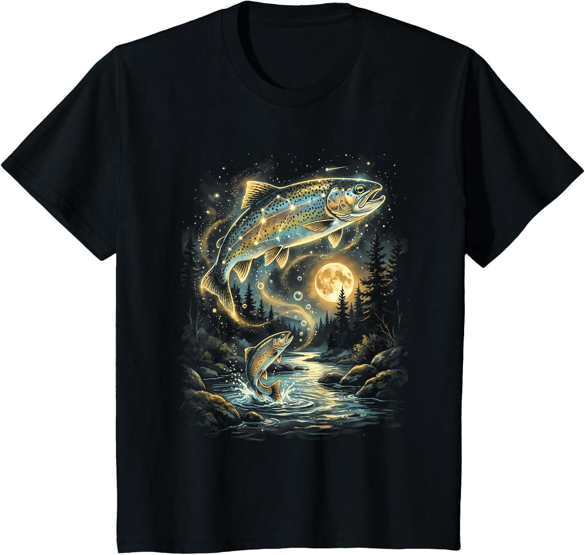 Trout Howling to The Moon Meme Howl At Moon T-Shirt - Black