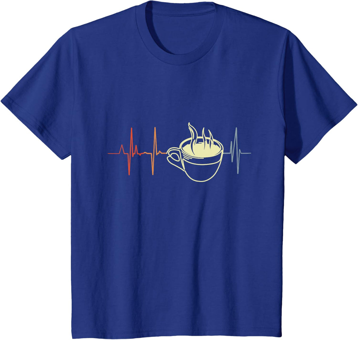 Heartbeat Coffee T-Shirt Tee For Coffee Lovers Men Women Caffeine Junkie Gift - Royal Blue