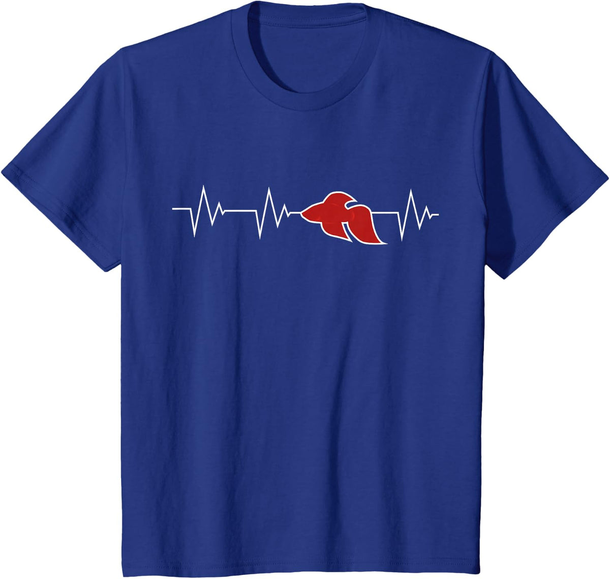 I Love Betta Fish - Red Betta Fish Heartbeat T-Shirt - Royal Blue