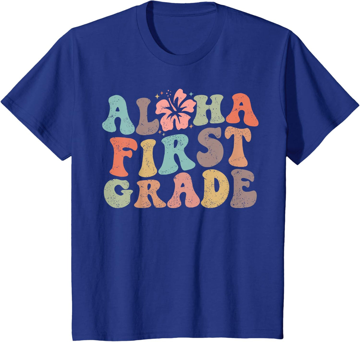Aloha First Grade Teacher Summer Vacation Beach Hawaiian T-Shirt - Royal Blue