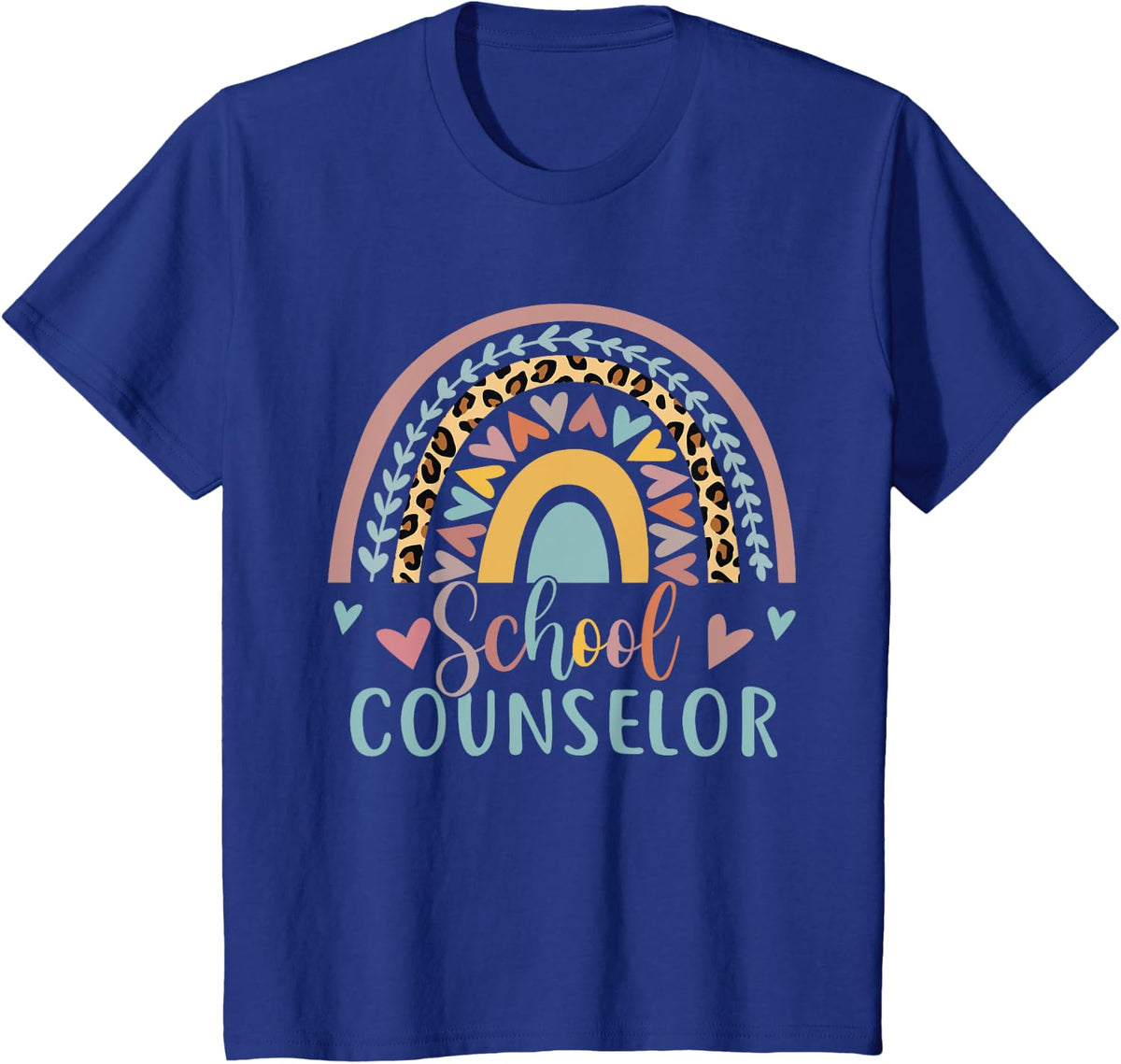 Funny School Counselor Rainbow Leopard Print Counselor T-Shirt - Royal Blue