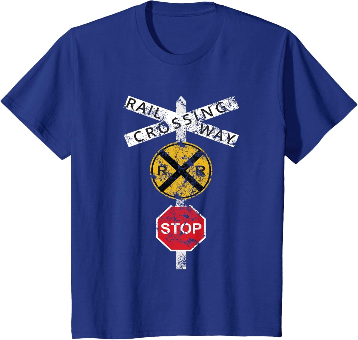 Funny Train Railroad Tee Shirts Mens Train Shirt Crossing T-Shirt - Royal Blue