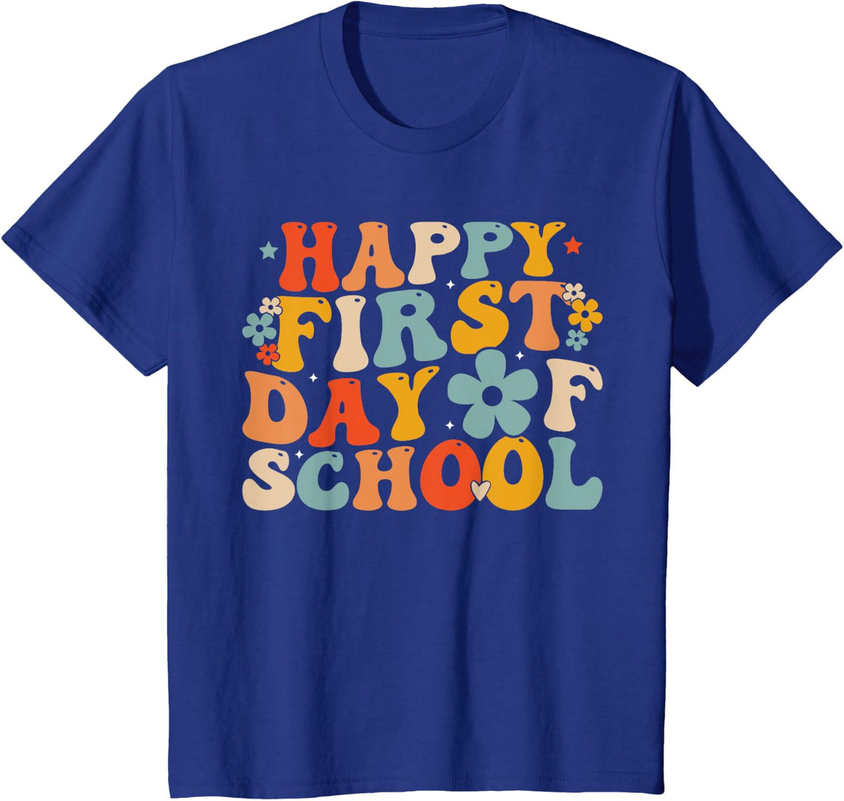 Retro Happy First Day of School Teacher Back to School Men Women Kids T-Shirt - Royal Blue