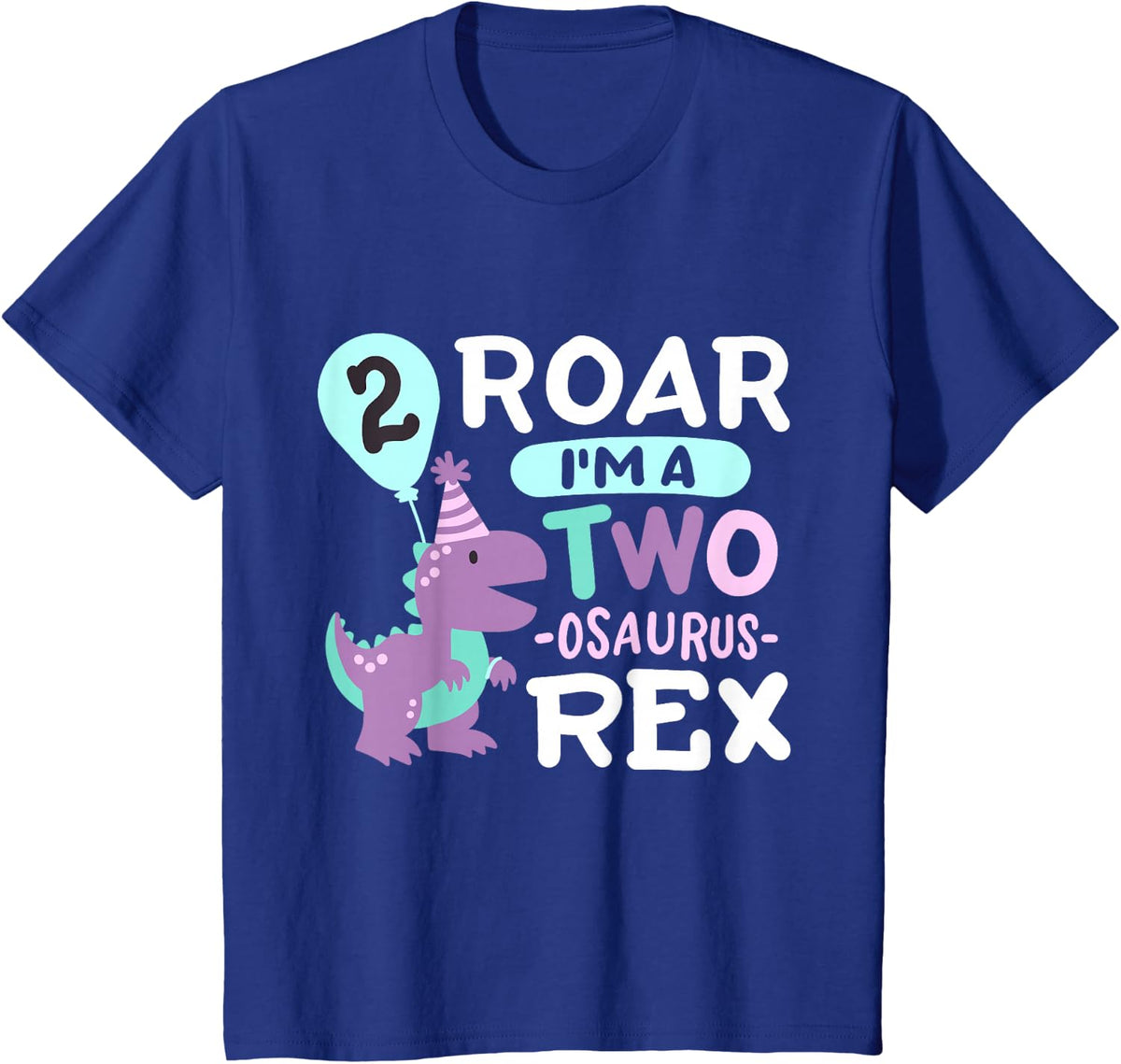2nd Birthday Dinosaur T Rex Two Osaurus 2 Years Old Kids T-Shirt - Royal Blue