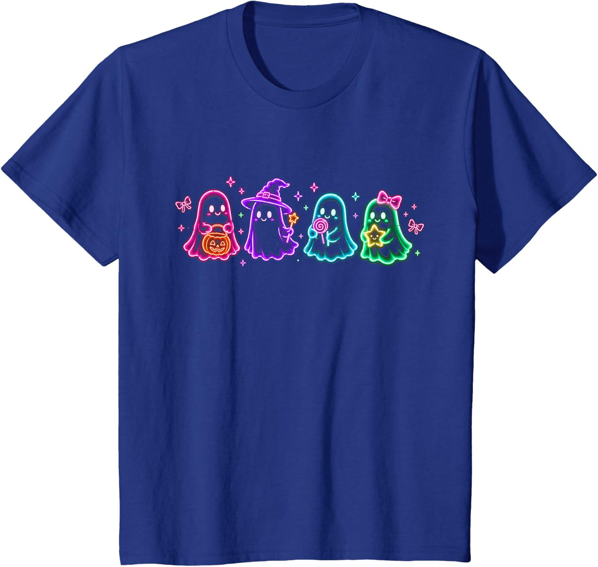 Halloween Cute Kawaii Ghost Graphic T-Shirt - Royal Blue