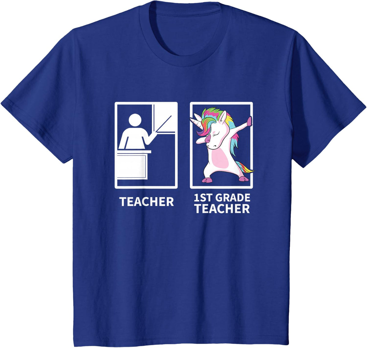 1st Grade Teacher Dabbing Unicorn First Grade Teacher T-Shirt - Royal Blue