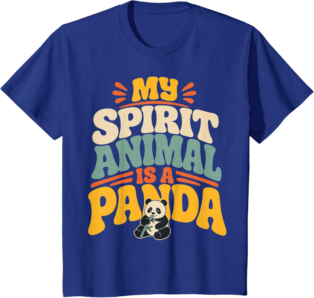 Retro Panda Spirit Animal Panda Bear T-Shirt - Royal Blue