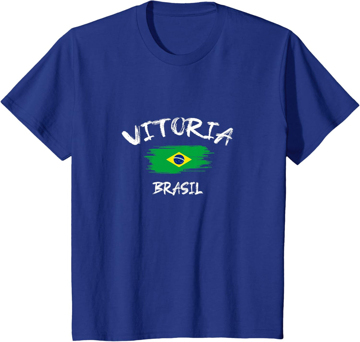Vitoria Brasil Souvenir Brazilian Country Flag Brushed T-Shirt - Royal Blue