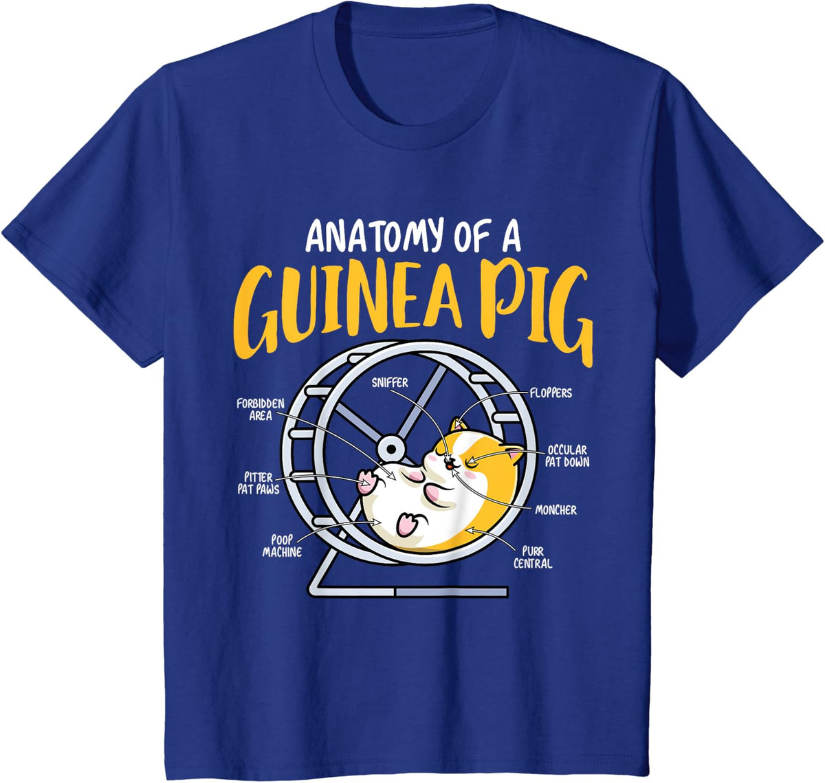Anatomy Of A Guinea Pig Lover, Funny Rodent Pet Animal T-Shirt - Royal Blue