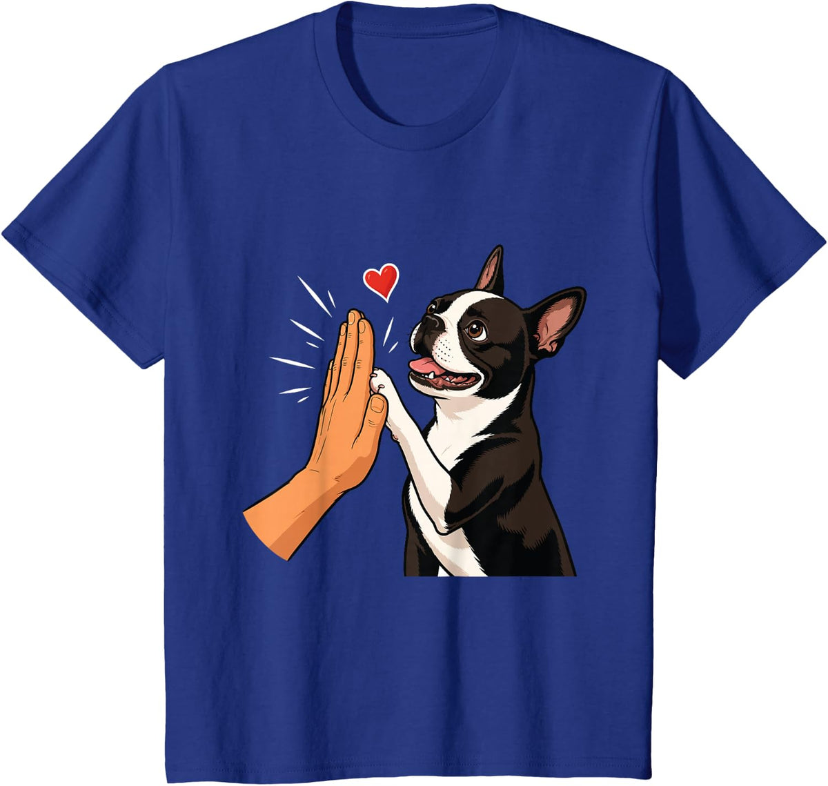 Boston Terrier High Five - Boston Bull Terrier Mom T-Shirt - Royal Blue