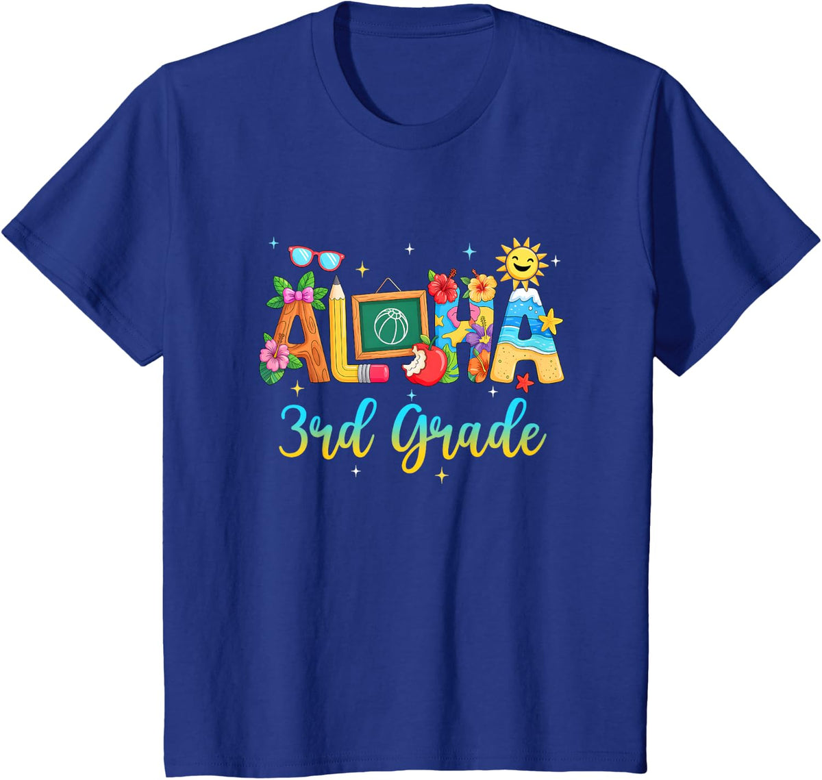 Aloha 3Rd Grade Teacher Life Summer Vacation School Beach T-Shirt - Royal Blue