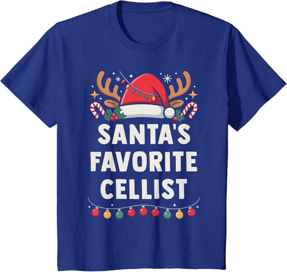 Christmas Concert Santa's Favorite Cellist Holiday Recital T-Shirt - Royal Blue