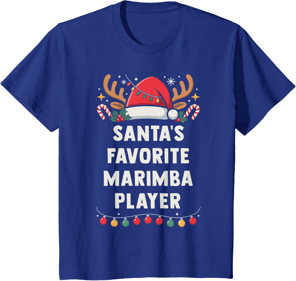 Santa's Favorite Marimba Player Christmas Concert Band Squad T-Shirt - Royal Blue