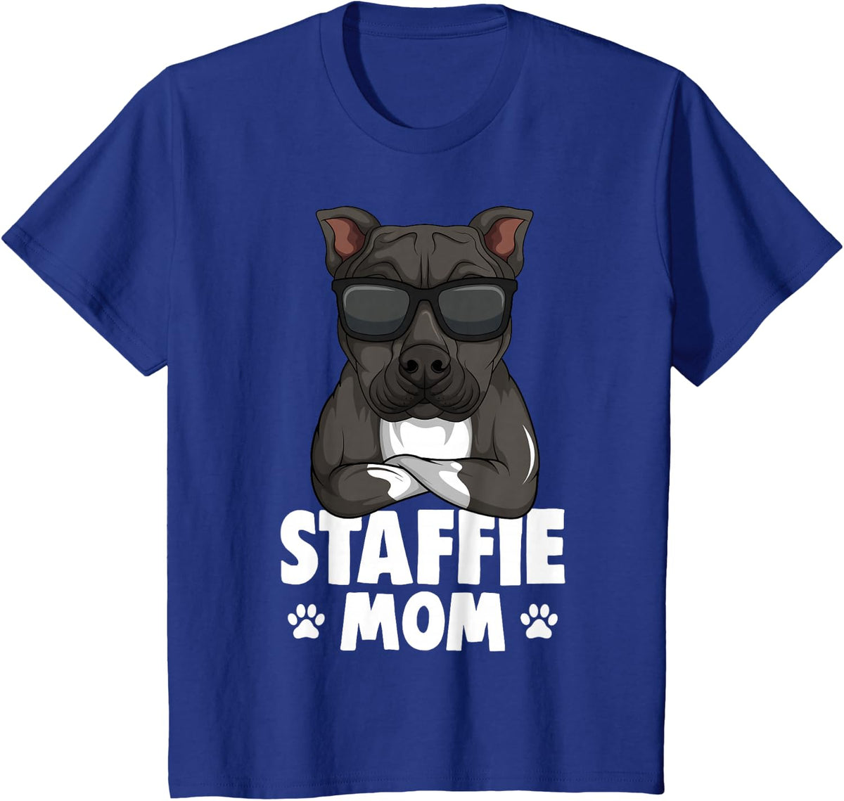 Staffordshire Bull Terrier Mom Staffie Dog T-Shirt for Men Women Girls Kids - Royal Blue