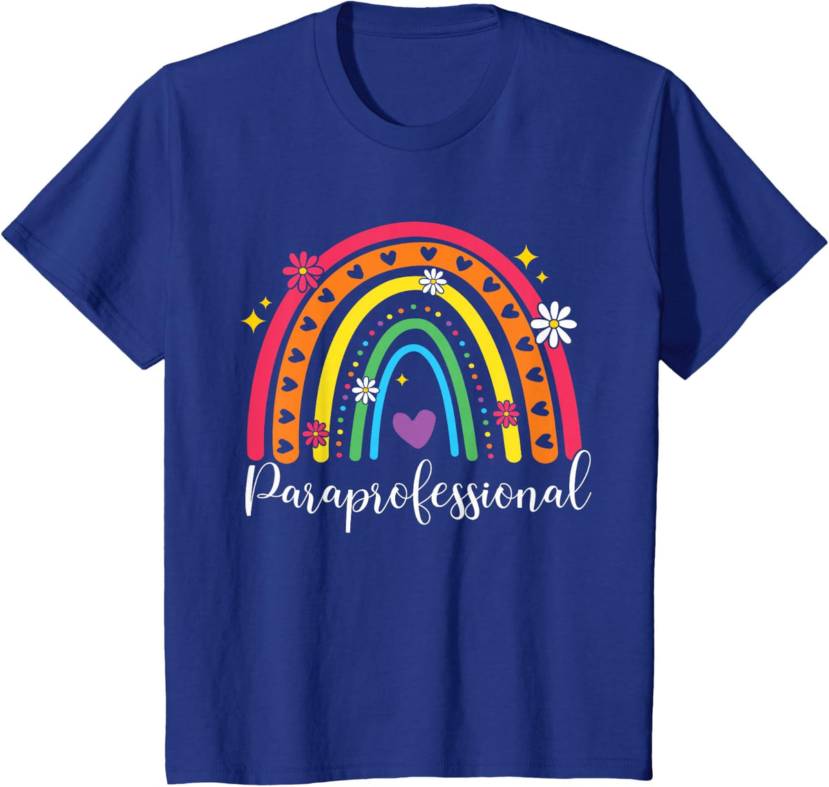 para Rainbow Paraprofessional Teacher Aide Back to School T-Shirt - Royal Blue