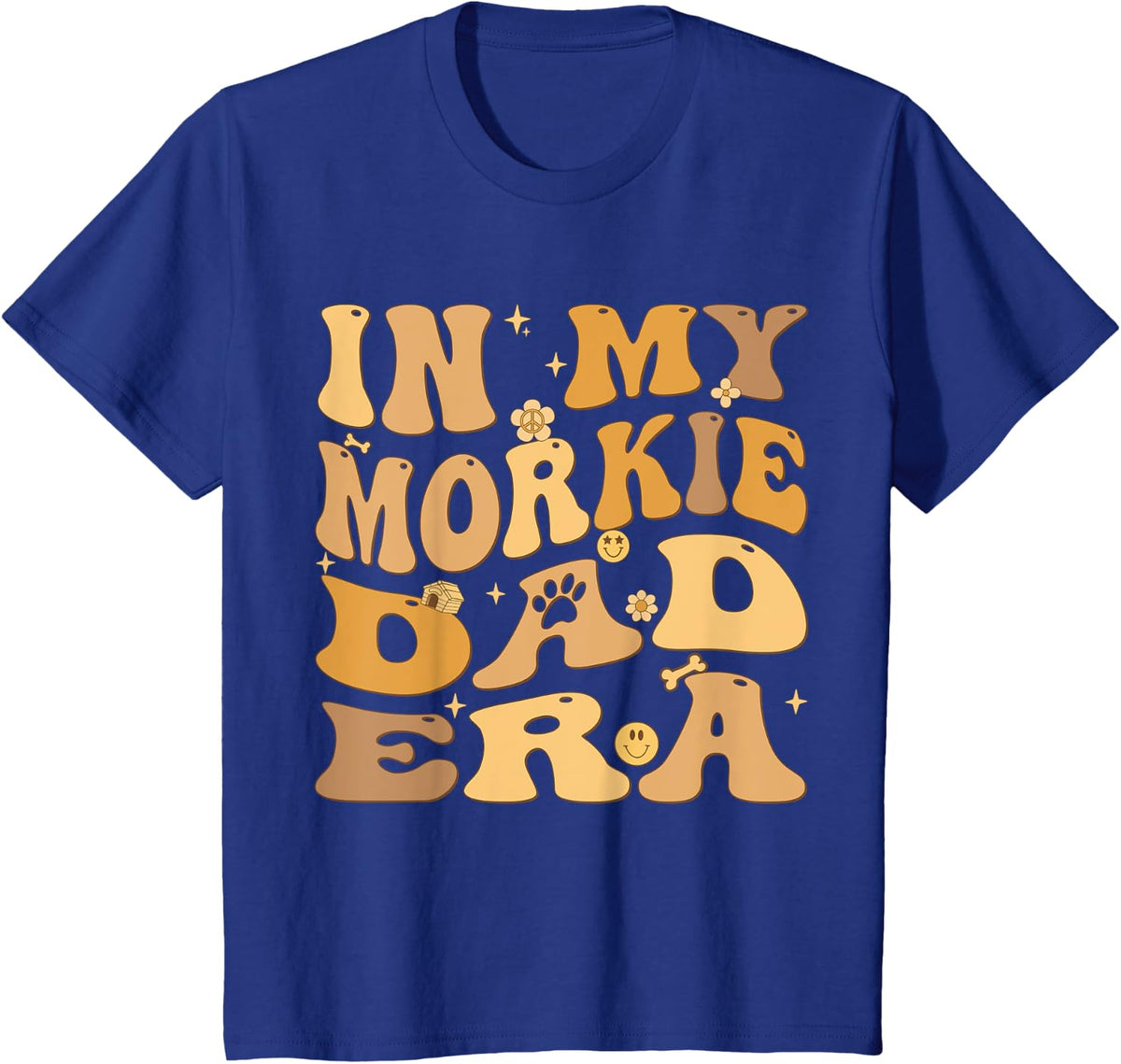 In My Morkie Dad Era Groovy Morkshire Terrier Dog Men Women Kids T-Shirt - Royal Blue
