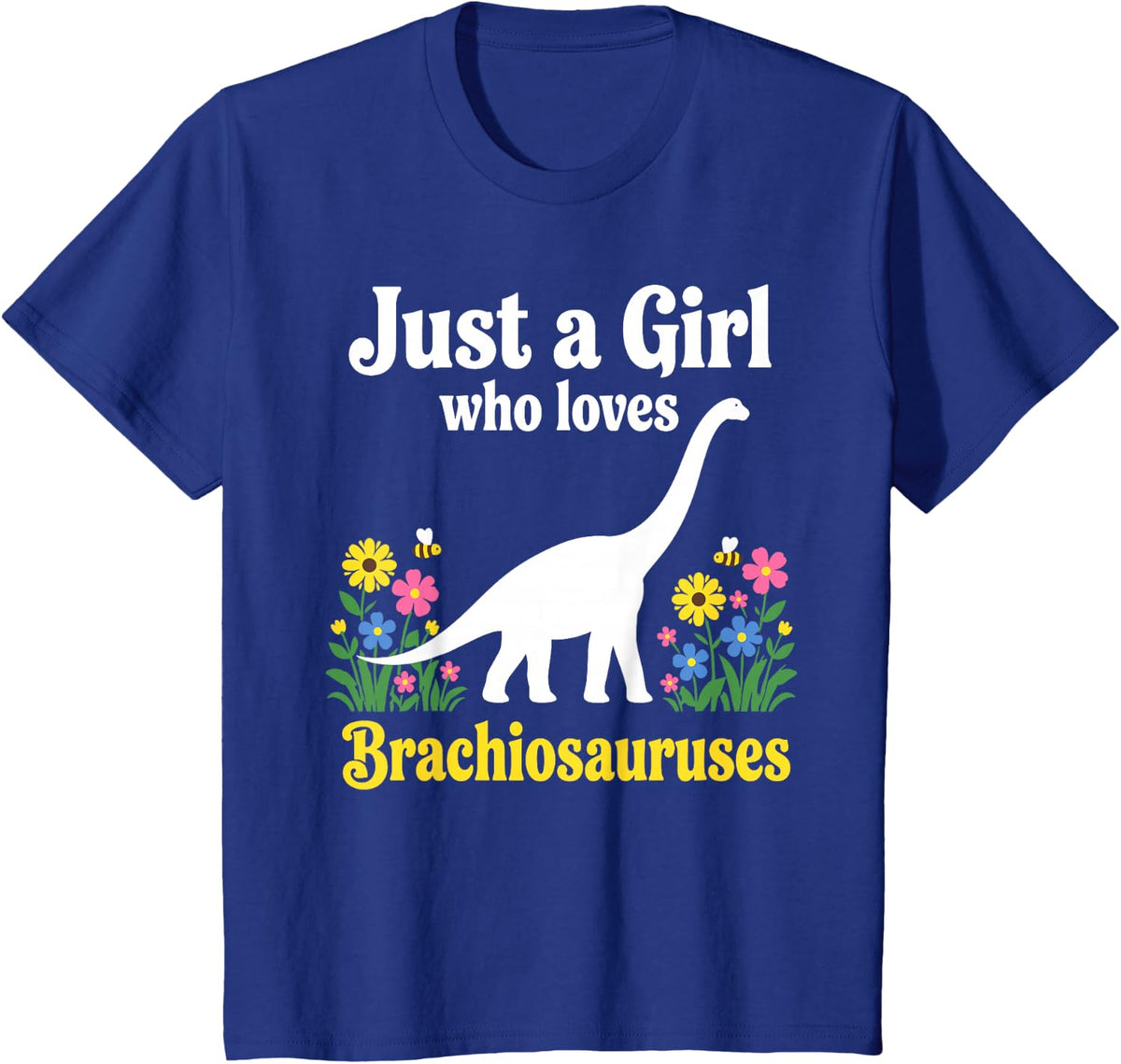 Brachiosaurus Design for Girls Kids Women Paleontologist T-Shirt - Royal Blue