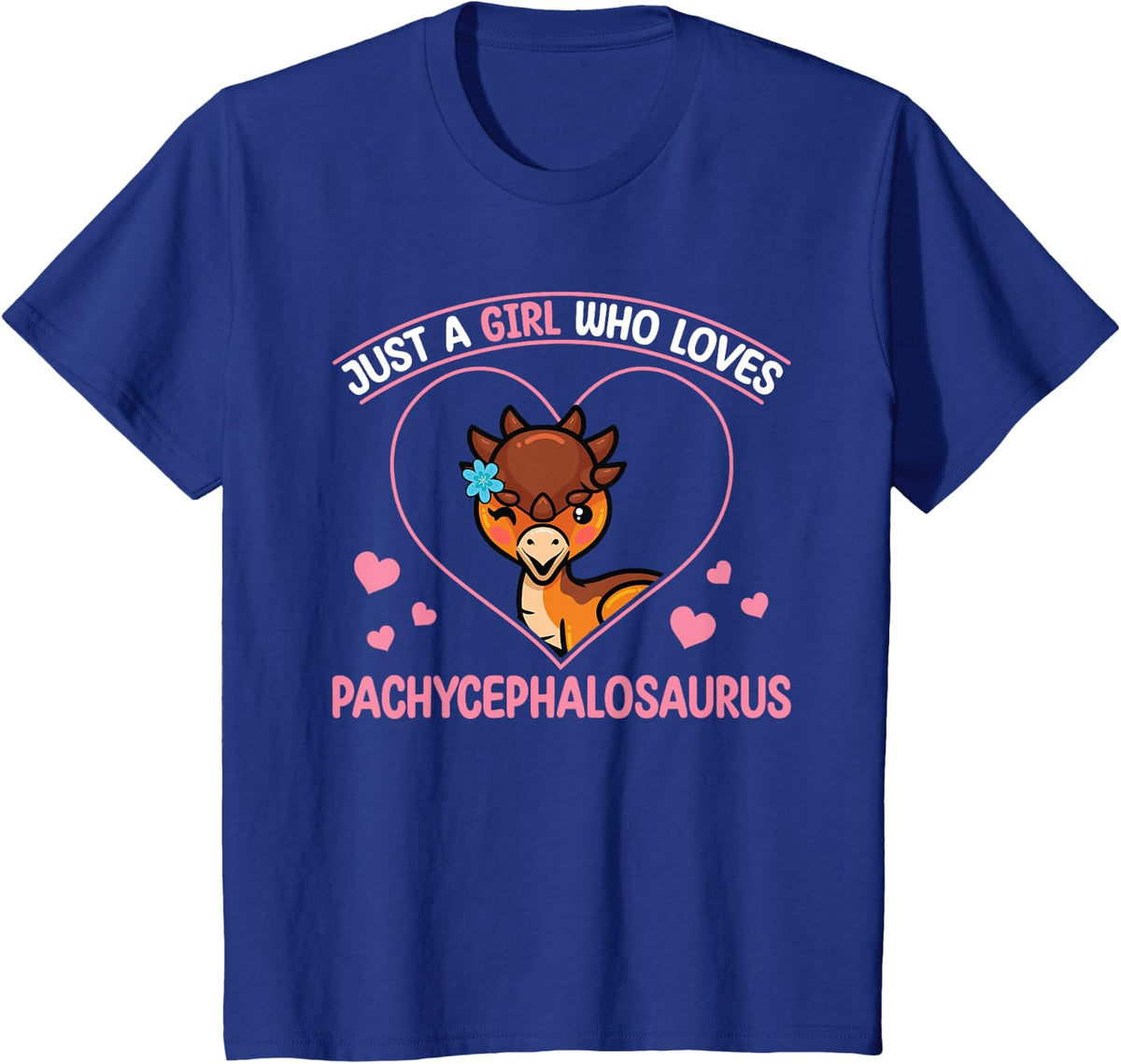 Just A Girl Who Loves Pachycephalosaurus Dinosaur Tees T Shirts For Girls Kids - Royal Blue