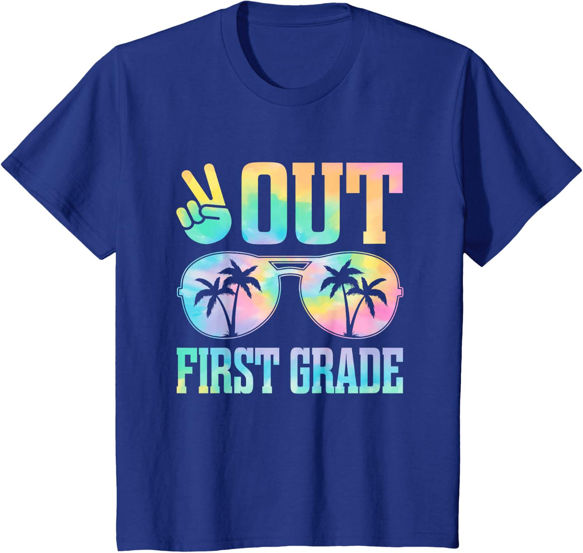 Peace Out First Grade T-Shirt Last Day of School Tees Graduation Gift for Boys Girls Teachers - Royal Blue