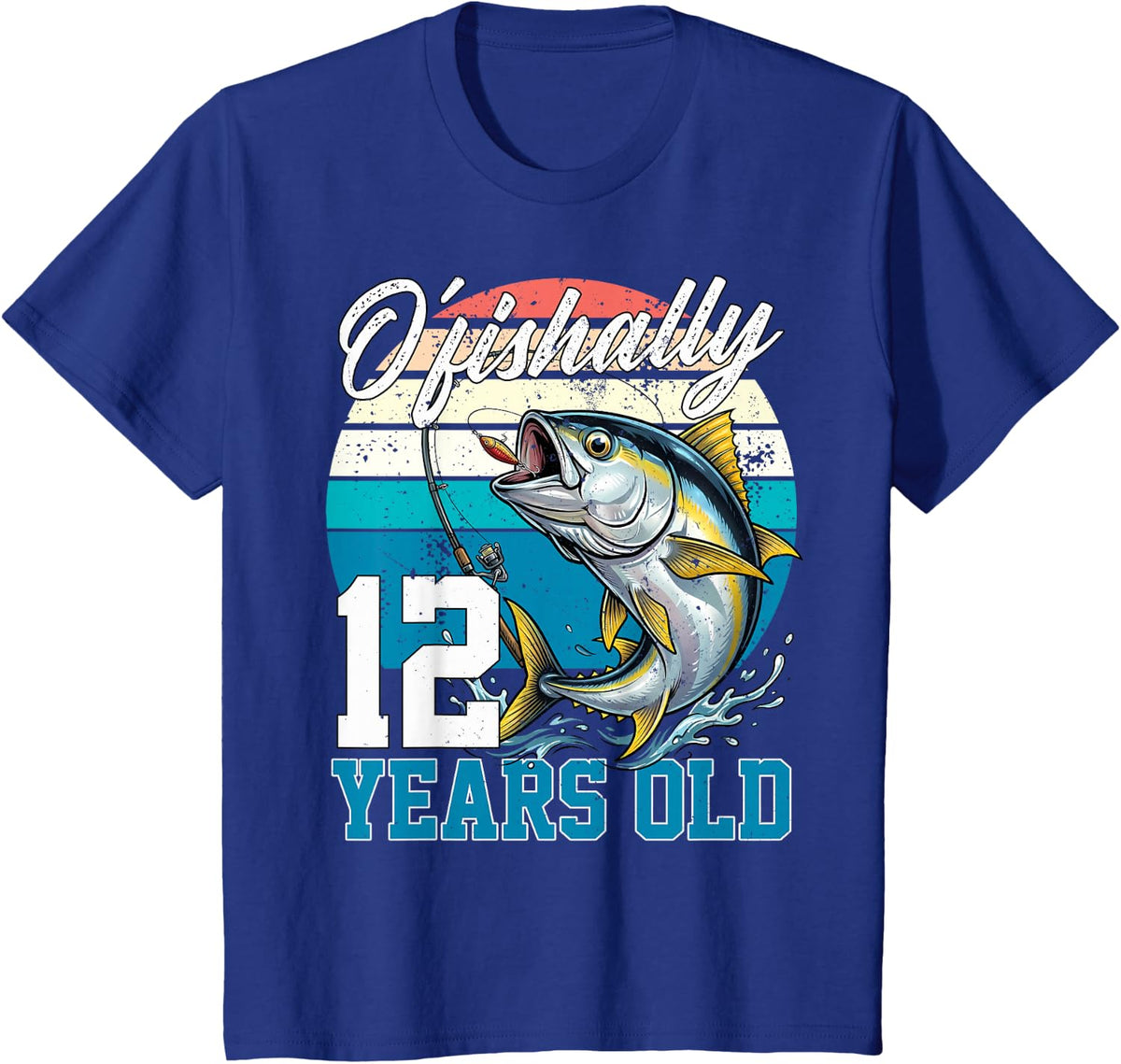Ofishally 12 Years Old Fisherman 12th Birthday Tuna Fishing T-Shirt Tee - Royal Blue