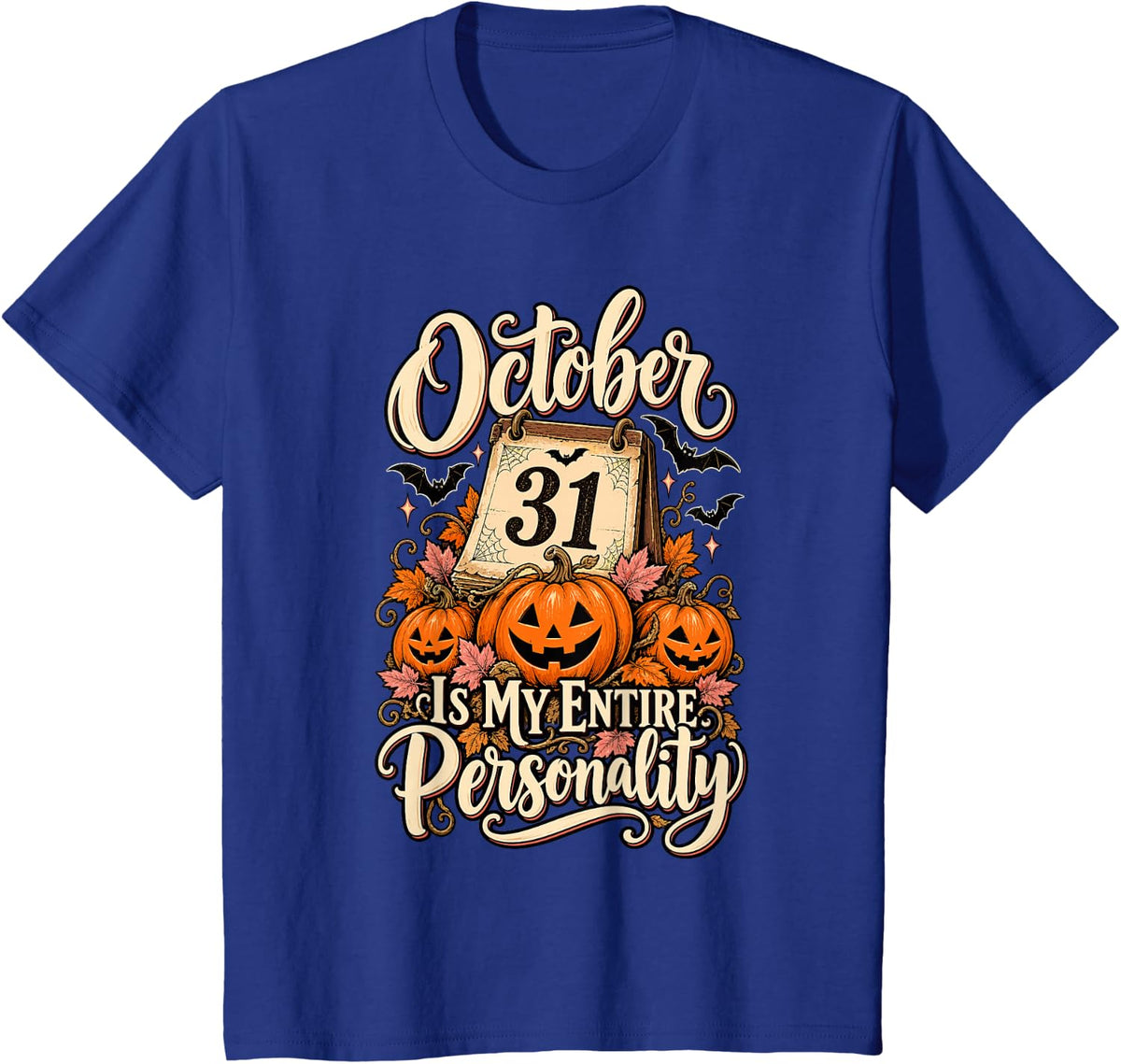 October 31 Halloween Lover Pumpkin Spooky Season Fall T-Shirt - Royal Blue