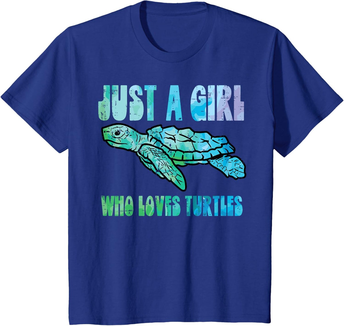 Just A Girl Who Loves Turtles Cute Tortoise Women Girls Kids T-Shirt - Royal Blue